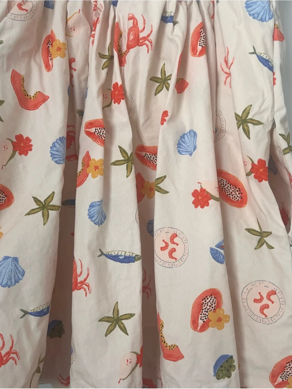 Free Assembly Cream Beach-Print Mini Sundress with Spaghetti Straps